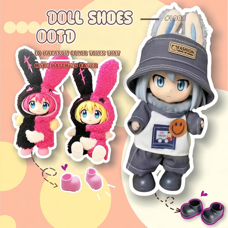 TerraSurge Store Doll Shoes for Labubu,10 Pairs Cute Labubu Shoes Set,Including Pink Labubu Boots,17cm Labubu Accessories(no Doll) - Image 4